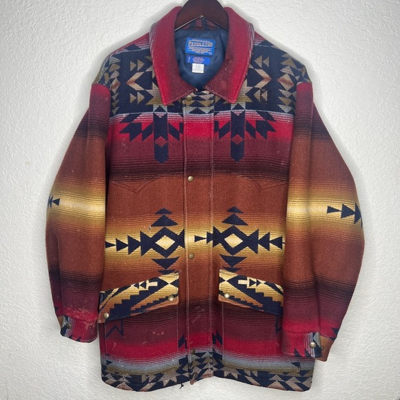 Pendleton Jackets & Blazers - Vintage HIgh Grade Western WearB multicolored Pendleton Aztec wool Jacket Size L
